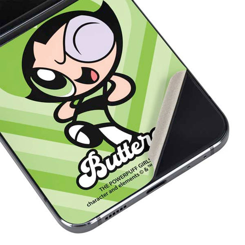 Cartoon Network Powerpuff Girls Buttercup Green Hearts Galaxy Z Flip5 5G Skin